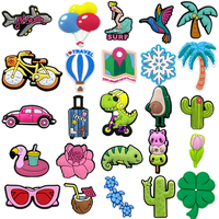 1/25pcs Happy Holiday Shoe Charms Surfing Biking Shoe Decorations Flower Trees Animal Garden Sandals Accessories For Women Girls