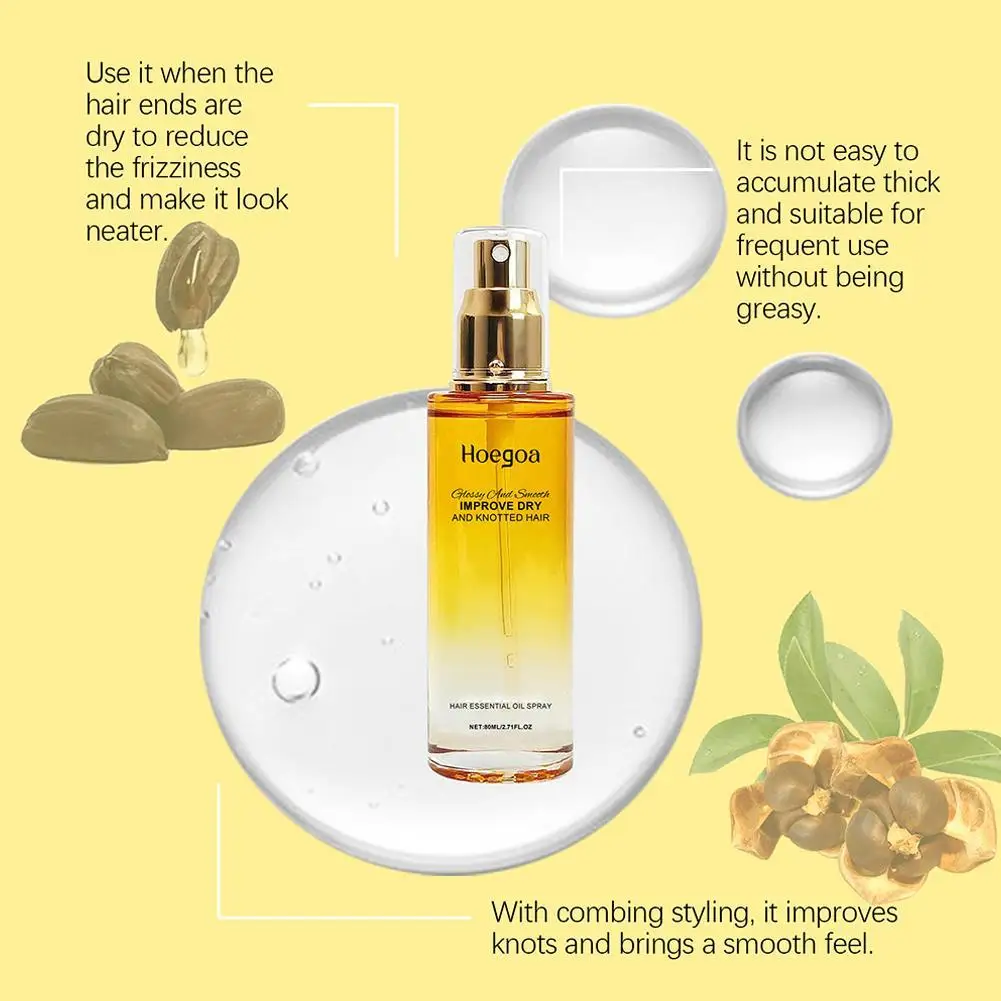 

1pcs 80ml Hair Care Essential Oil Spray PreveSnt Restlessness Flexibility Repair Dry Skin Hot Dyeing Care Lingering Fragrance
