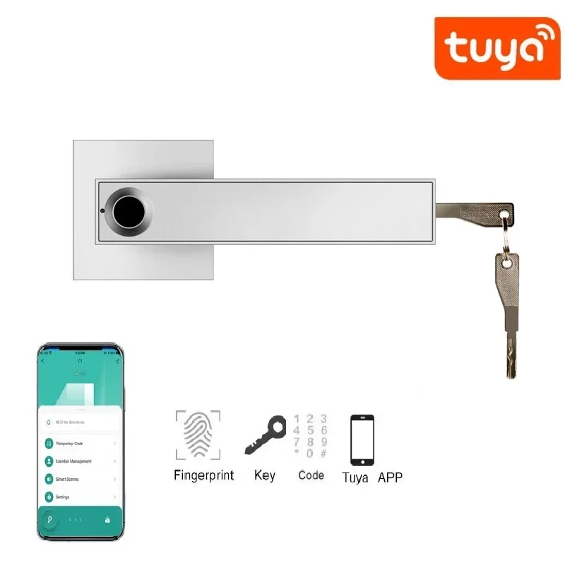 Vingerafdrukwachtwoord Deurslot met Tuya Elektronisch Smart Lock Digitale deurbeveiliging Biometrisch handvatslot voor slaapkamerappartement