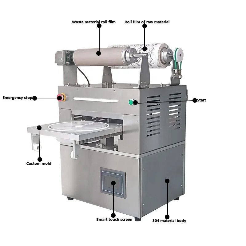 Automatic pre-made tray sealer Plastic multi-grid lunch box crayfish aluminum foil box salad plastic box sealing machine