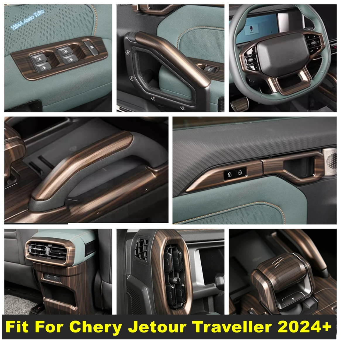 

Auto Gearbox Panel Strip / Side Air AC Vent / Window Lift Cover Trim Wood Grain Accessories For Chery Jetour Traveller 2024 2025