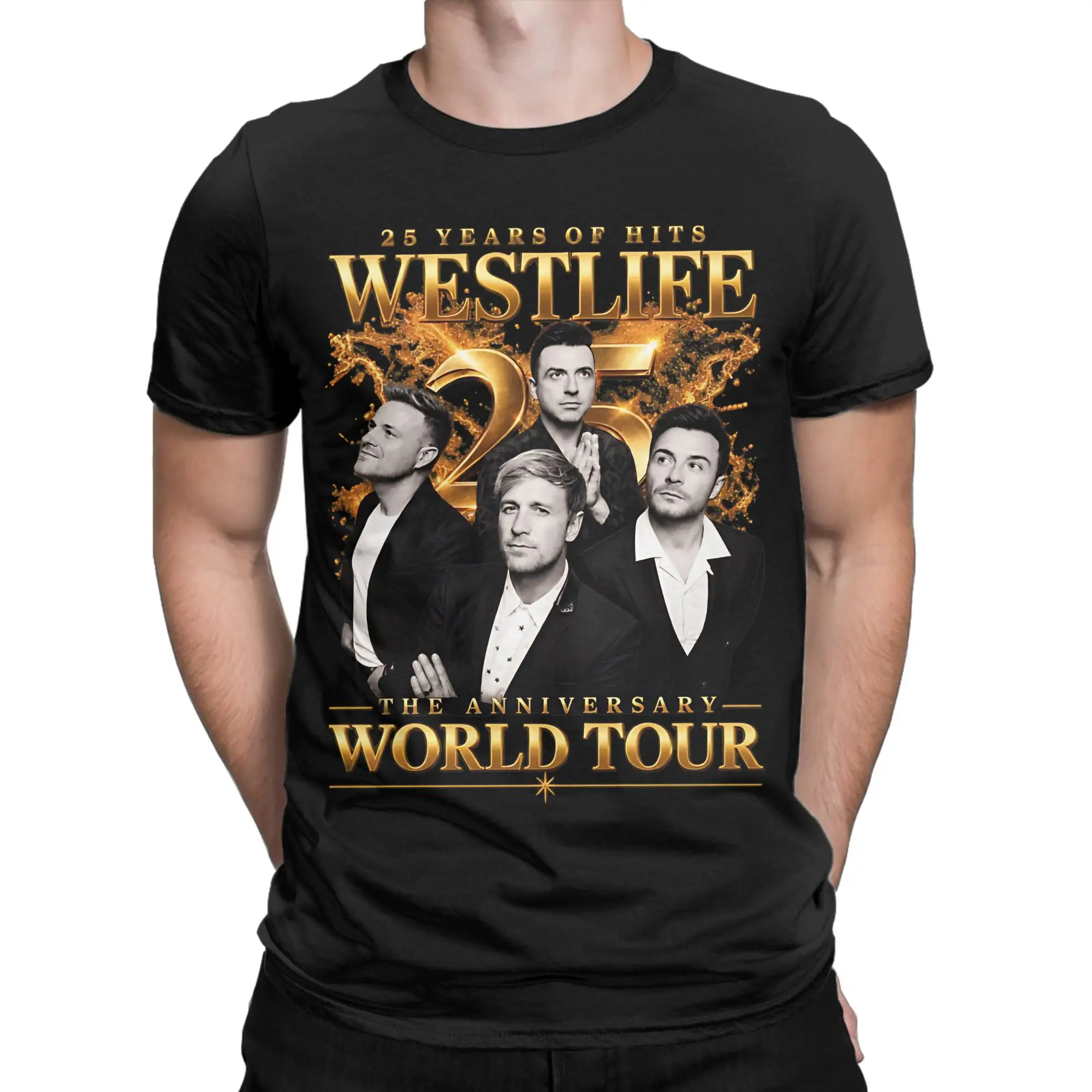 25 Anniversary 2026 Timeless Pop Music Westlife T-Shirt Summer T Shirts Men's Cotton Crew Neck Tees Short Sleeves Awesome Tops
