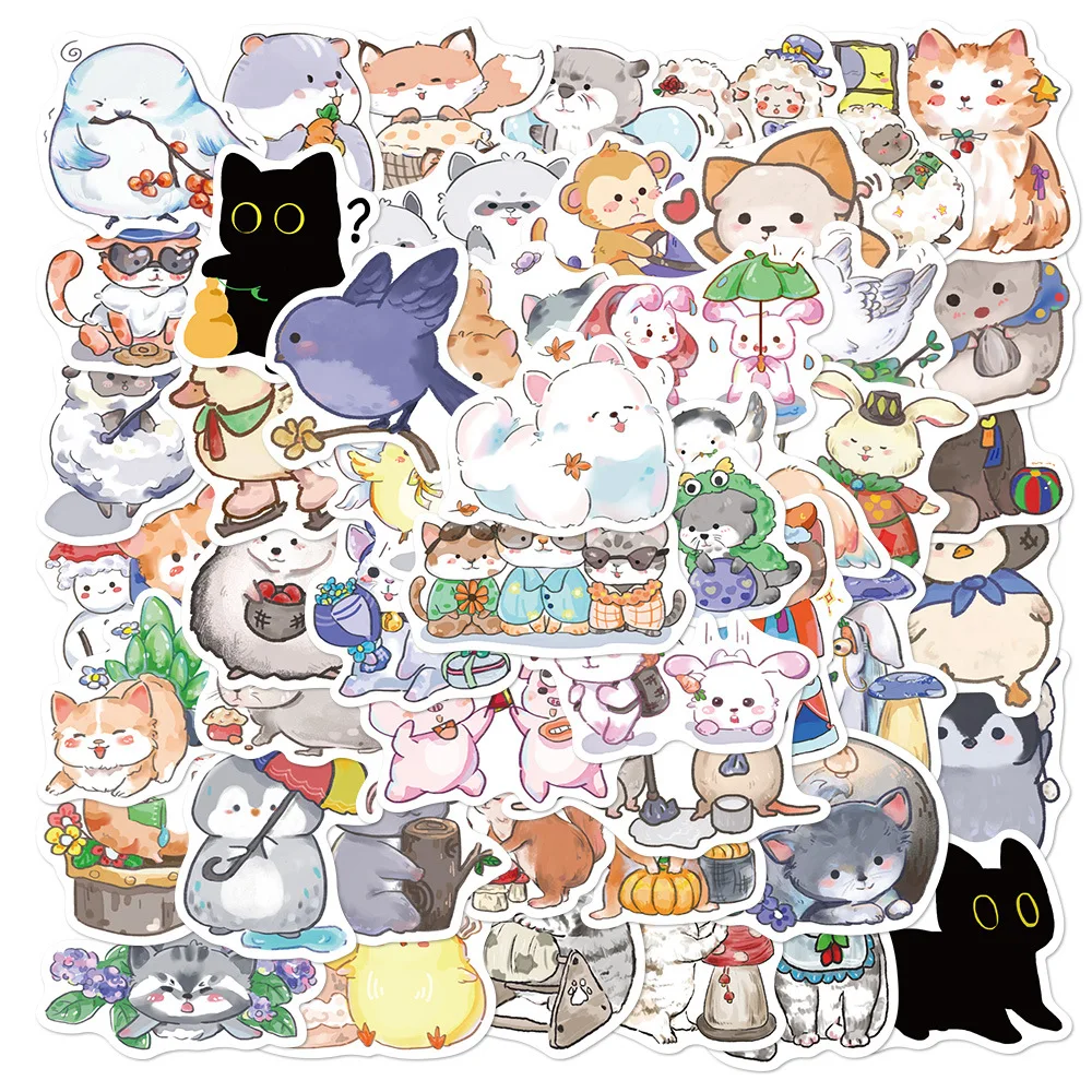 

10/30/50PCS Kawaii Fun Animal Cute Q Version Kitten Birds Graffiti Stickers Decorative Pencil Box Suitcase Scrapbook Bike