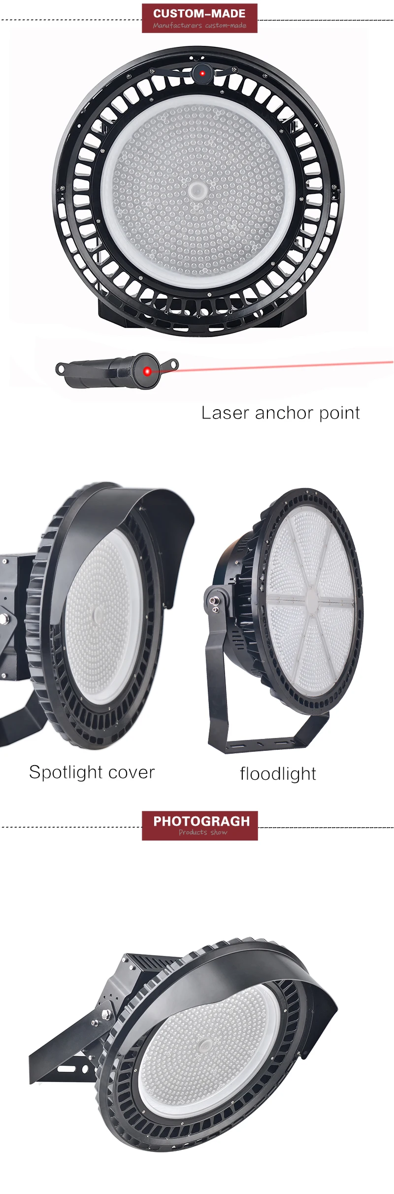 500w 600w 1000w 1200w Outdoor Led Workshop Sport Light Tennis Court Round High Mast Led Flood Light Stadium High Bay Light