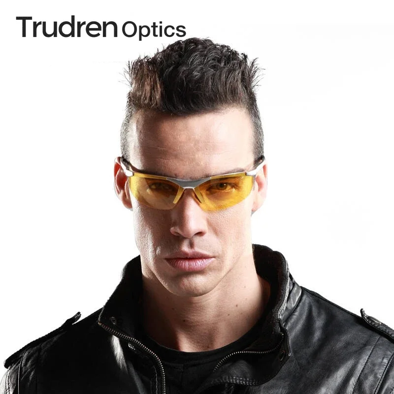 

Trudren Aluminum Military Tactical Sunglasses for Men Lightweight Sports Polarized Sun Glasses Semi-rimless Wrap Sunglass 5204