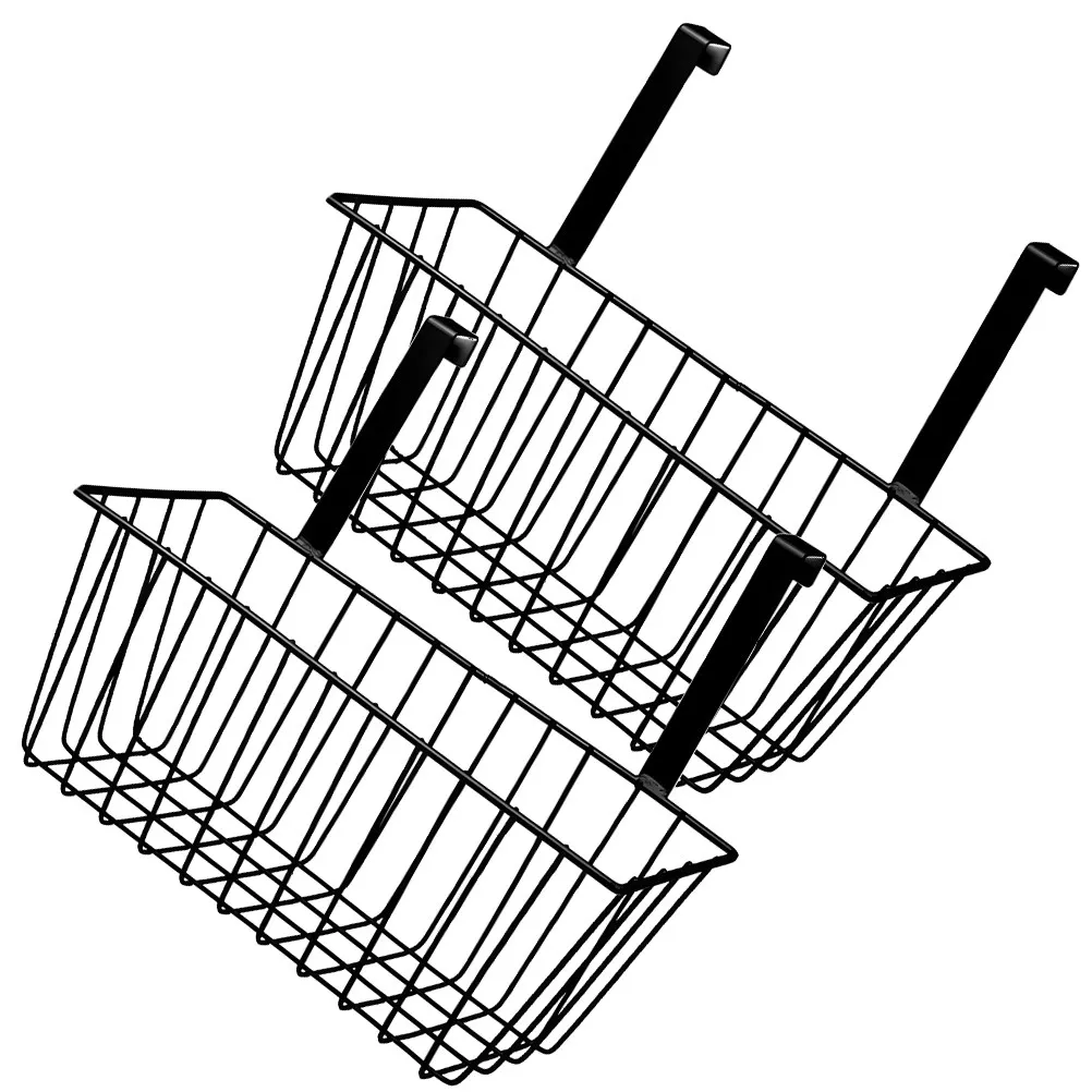 

2Pcs Storage Basket Hanging Wall Basket Iron Multi-Function Shower Bathroom Kitchen Sundries Organizer Rack Hanging Wire Baskets