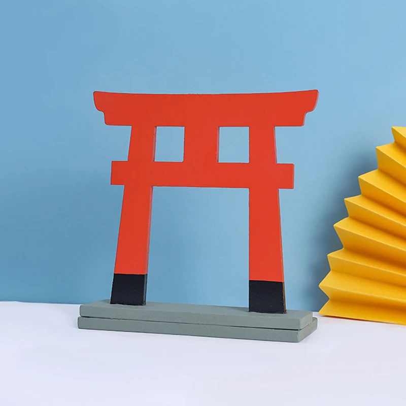 New 1Pc Building Model Japanese Shinto Torii Wooden Gate Japanese Shrine Statue Miniature Shrine Home Desktop Decoration