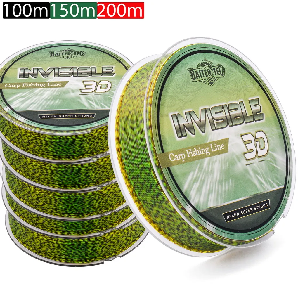 Unsichtbare, mit Fluorkohlenstoff beschichtete Angelschnur, spunkeltes bionisches Monofilament-Nylon, 100 m, 150 m, 200 m, Speckle-Karpfenangeln-Zubehör