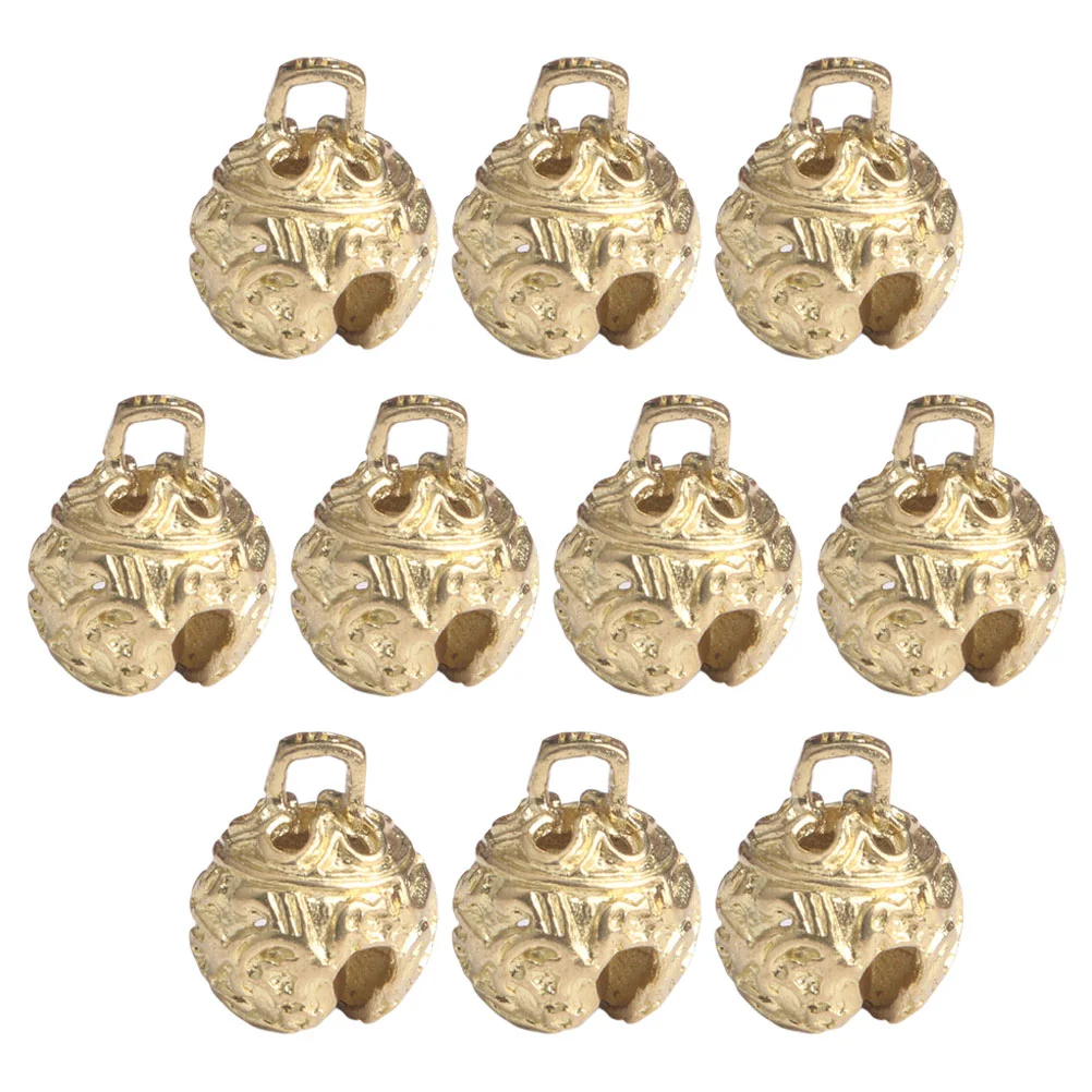 10Pcs Small Brass Bell Bells Dzwonek Metal Christmas Cow Ornament Jingle Pattern Minimalism Wireless Doorbell Solid Wooden