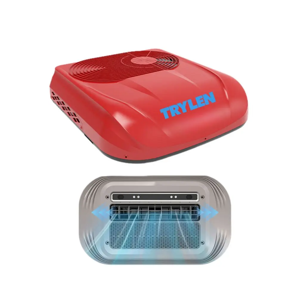 Aire Acondicionado para Camión DC 12V 24V Ultrafino para RV, Aire Acondicionado de Techo de 1800W para Autocaravana, Aire Acondicionado para Estacionamiento de Vehículos