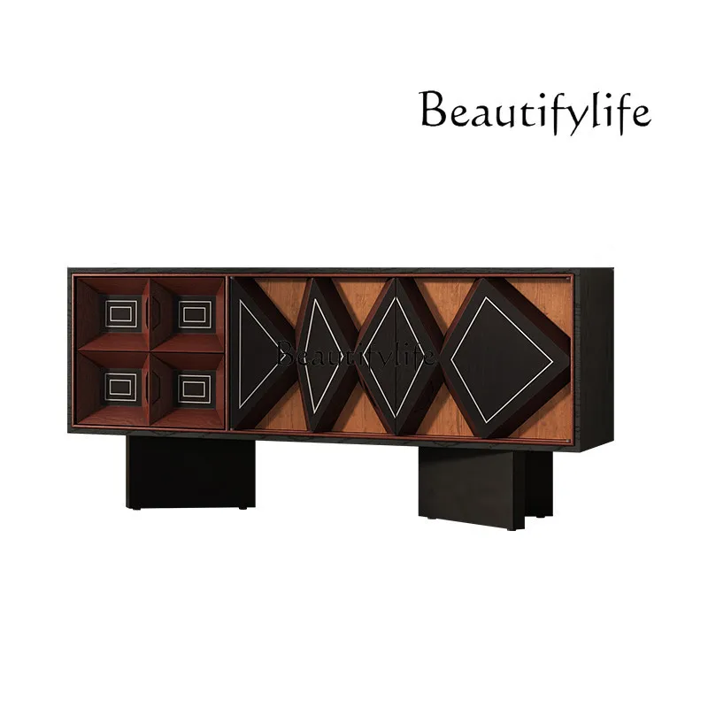 

Creative art foyer entrance decorative cabinet living room retro storage cabinet American solid wood storage cabinet