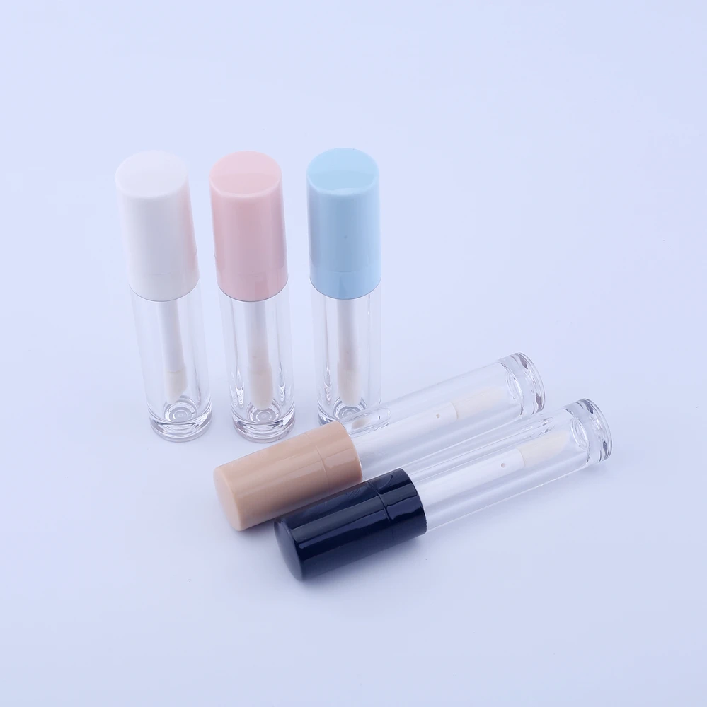 10pcs 8ml Lip Gloss Empty Plastic Tubes Exquisite Mini Clear Lipgloss Packaging Container With Pink Matte Lid 5 Colors