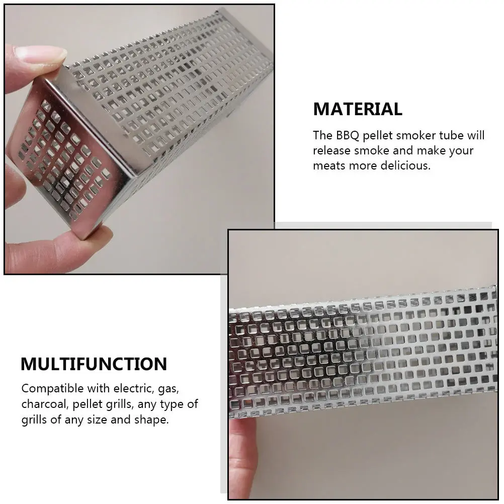 الفولاذ المقاوم للصدأ 6 بوصة مربع بيليه المدخن أنبوب لشواء شواء المدخن شبكة أنبوب نكهة محسن ل لحم الخنزير الأضلاع لحم الخنزير المقدد الجبن المكسرات