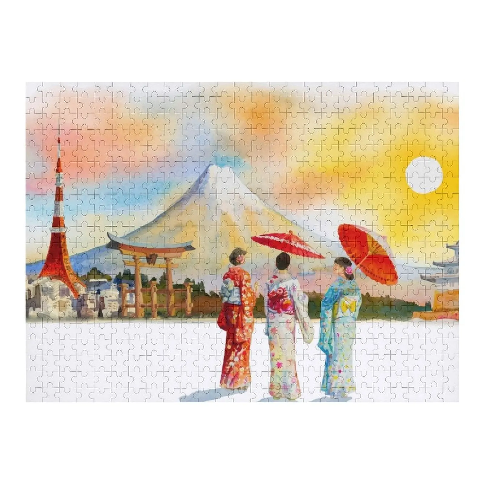 اليابان اللوحة بازل قطع Woodens للبالغين بانوراما مخصص شخصية اسم خشبي مخصص الطفل هدية لغز