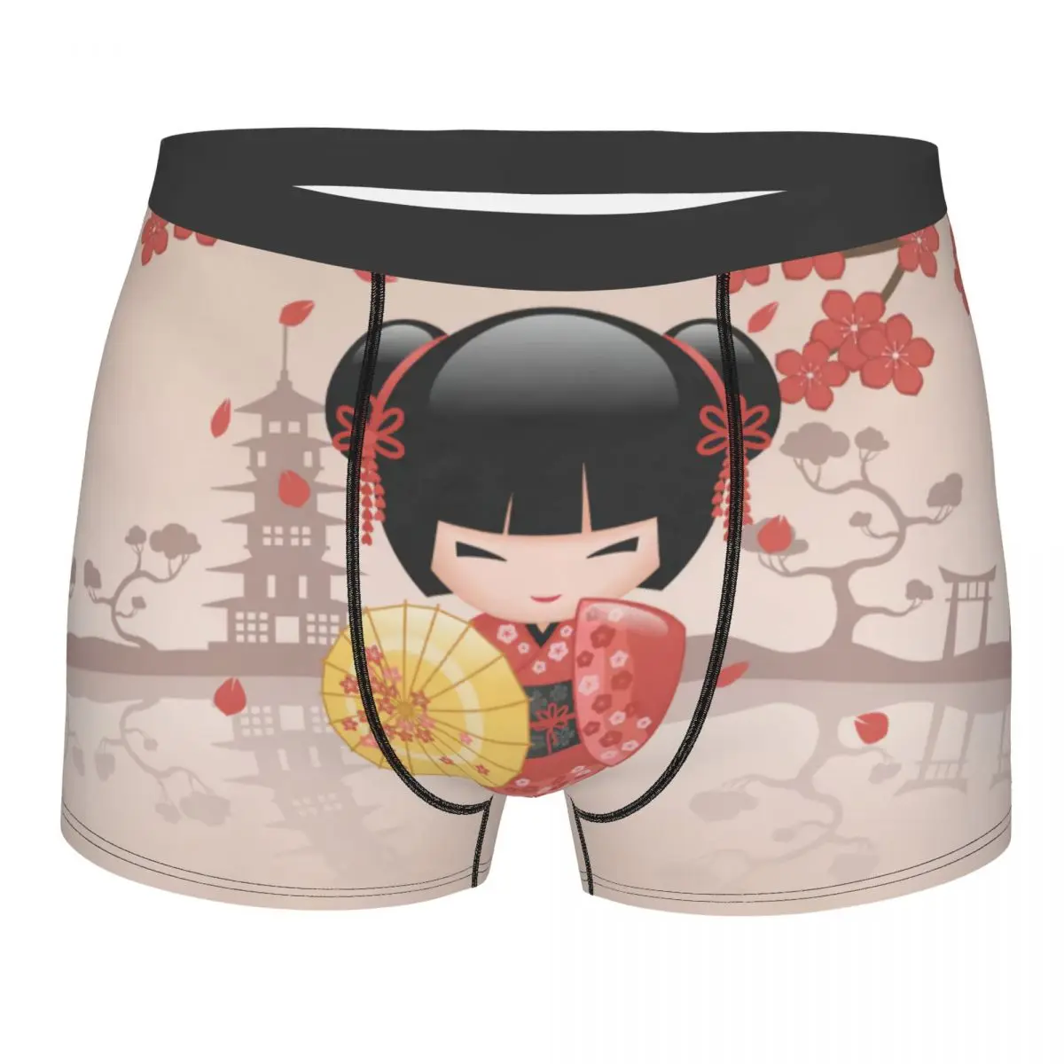 

Мужское нижнее белье Kawaii Kokeshi Doll Cherry Blossoms, мужские трусы-боксеры для японских девушек, дышащие шорты, трусы, трусы