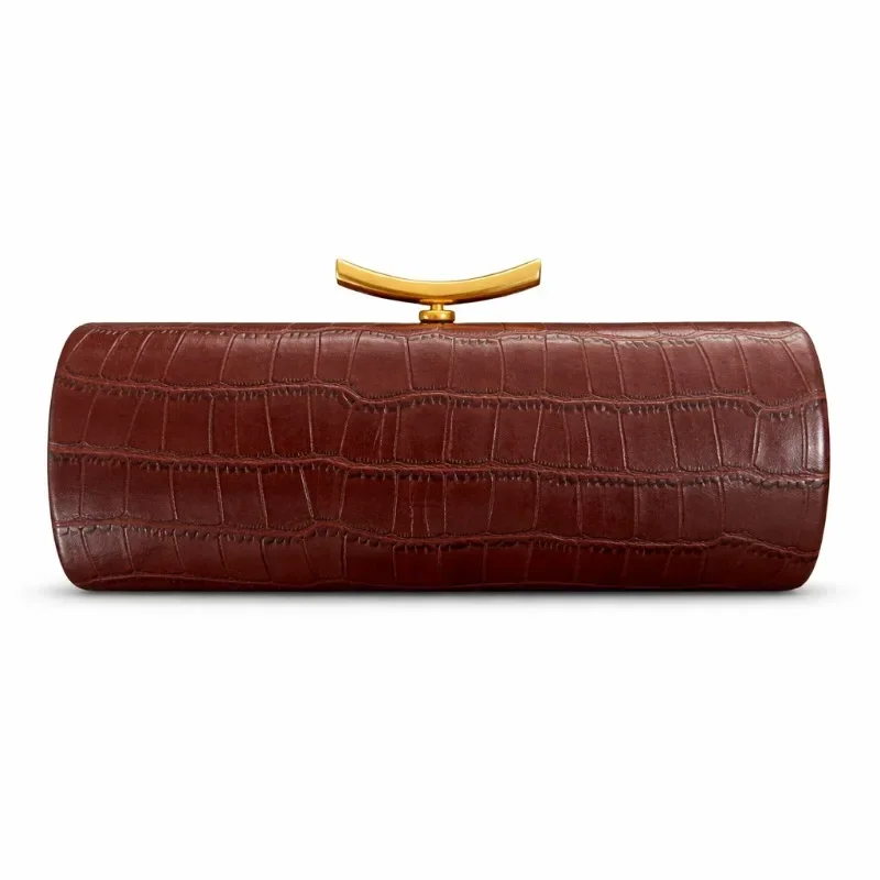 Bolso de mano de noche de PU con estampado de cocodrilo de diseñador de lujo para mujer, bolso de fiesta de cuero PU burdeos a la moda 2026 para banquetes y citas