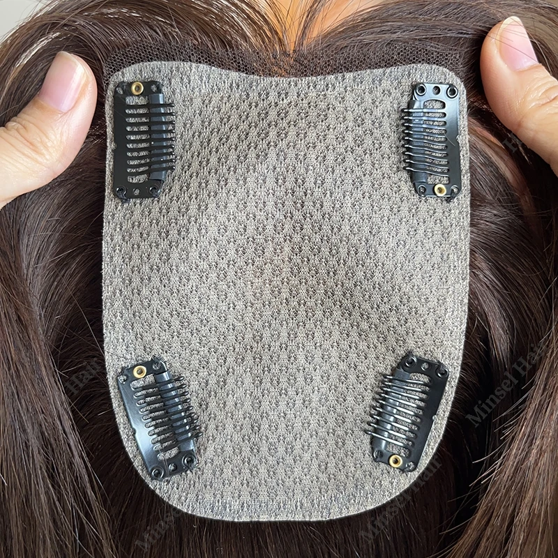 

10x13cm Human Hair Topper Breathable Injected PU Scalp Skin Like For Volume Hair/Cover Grey Hair Natural Black 1B Mocha Brown