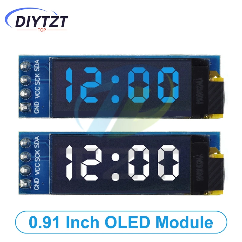 DIYTZT 1/5PCS 0.91 inch OLED Module White/Blue OLED 128X32 OLED LCD LED Display Module 0.91" IIC Communicate For Arduino ROHS