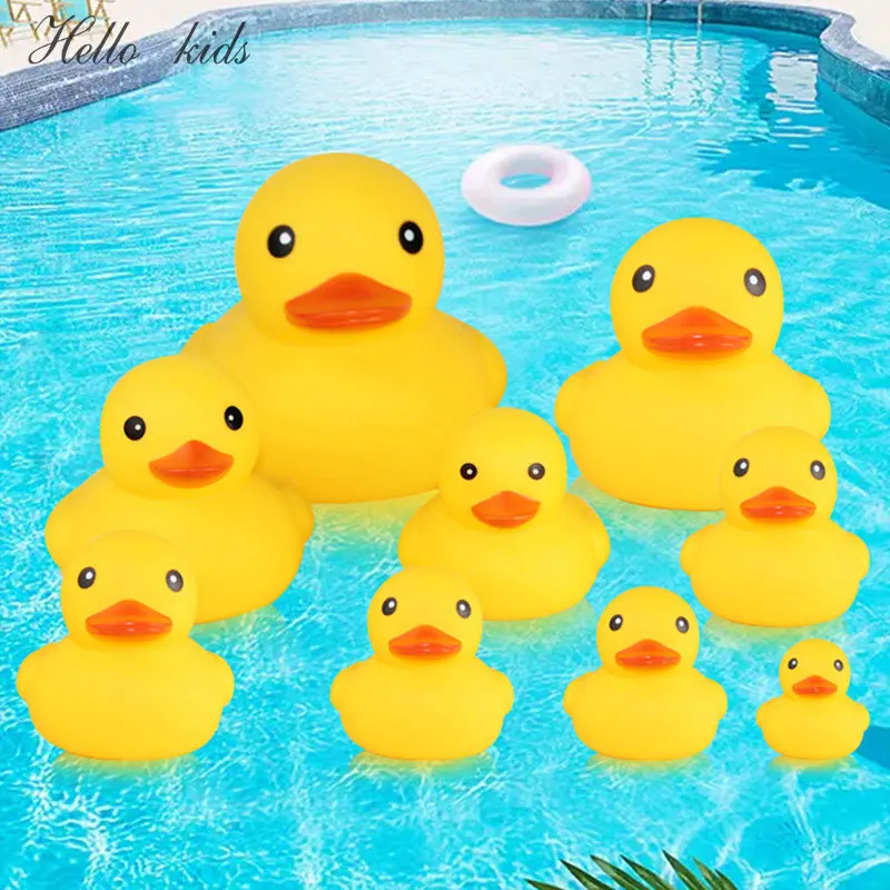 Cute Duck with Squeeze Sound Bath Toy Soft Rubber Float Ducks Play Bath Game Fun Gifts For Children Kids Baby