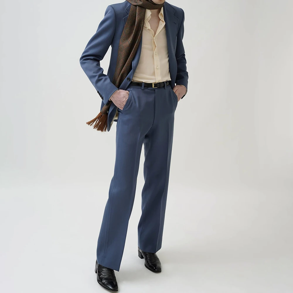 

Приталенные мужские костюмы, современный джентльменский комплект из 2 предметов, однобортный умный повседневный пиджак + брюки, костюм для свадебного гостя, деловая одежда