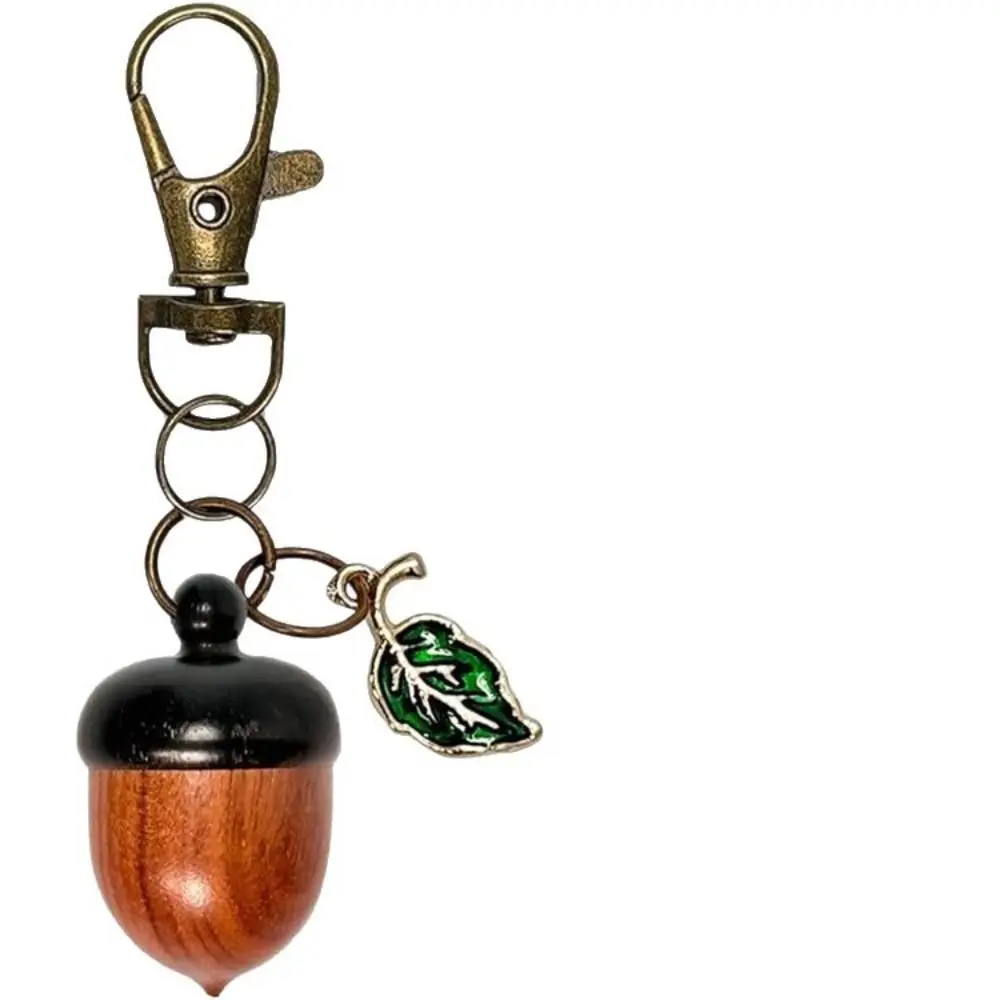 Acorn Shape Medicine Pill Box Mini Durable Mini Sandalwood Rescue Pill Case Unscrewable Portable Granule Storage Box