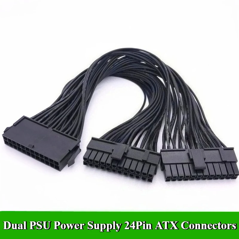 

Dual PSU Power Supply 24 pin ATX Motherboard Splitter Cable ATX Motherboard Extension Cable PSU Female to Male Y Adapter Cable
