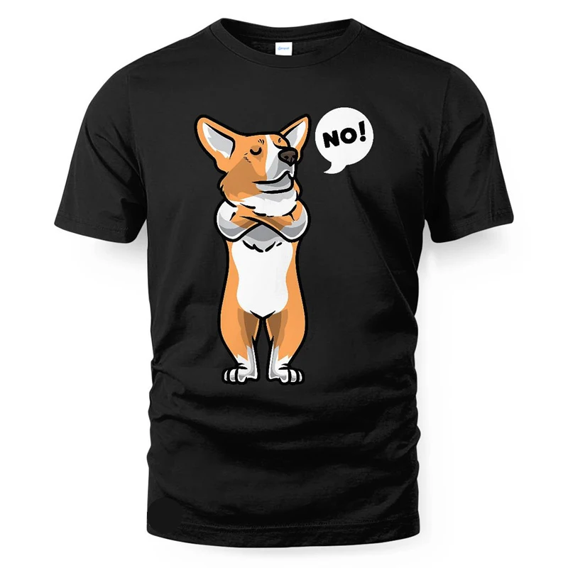 2025 Fashion Summer Corgi T-shirt For Men Humour Funny Print Graphic Crewneck T Shirts Outdoor Sports Streetwear Women Tee Top