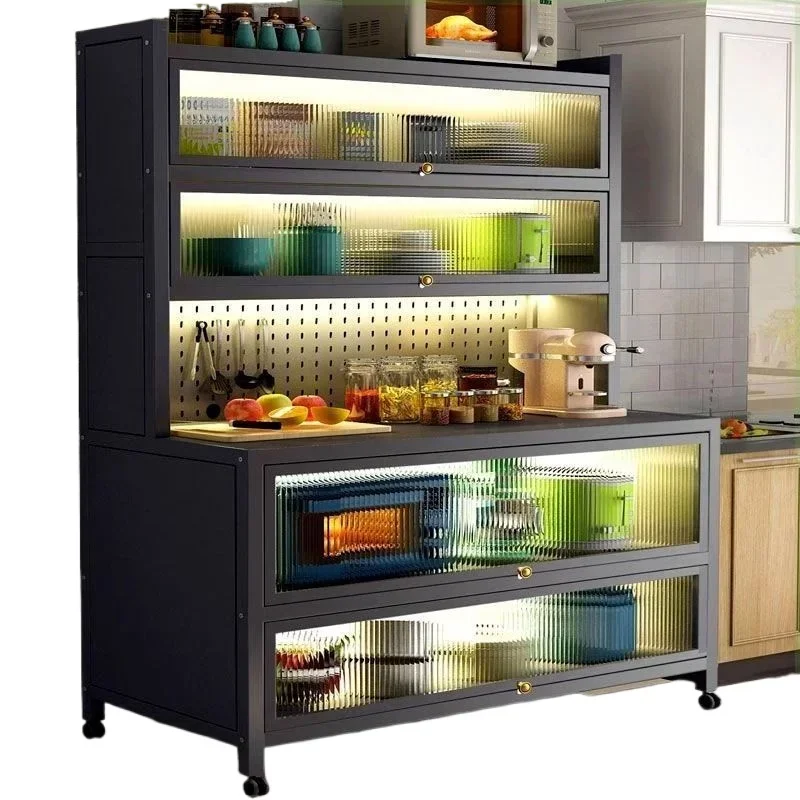 Kitchen shelves, side cabinets, lengthened 1200 floor-to-ceiling multi-layer microwave ovens, oven pots, heightene