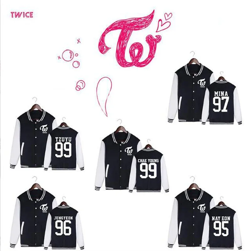 KPOP TWICE Baseball Jacket Women Men Bomber Jacket K-POP MOMO TZUYU NAYEON DAHYUN JUNGYEON SANA MINA CHAEYOUNG Baseball Uniform