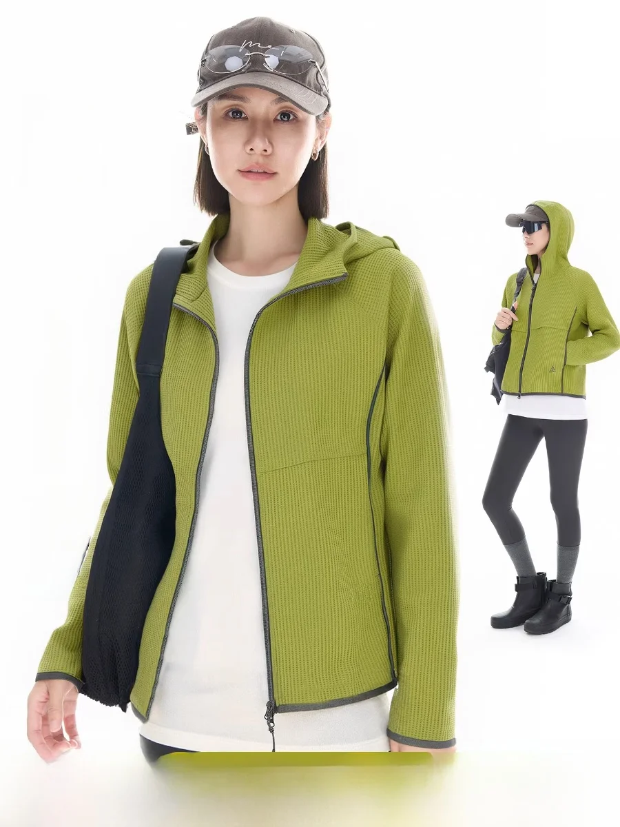 

Cloud Life Wfle Texture Women's Jaet UPF50 Sunscreen Casual Sle Long Sve Zipper Closure Straight Cut Outdoor Wear