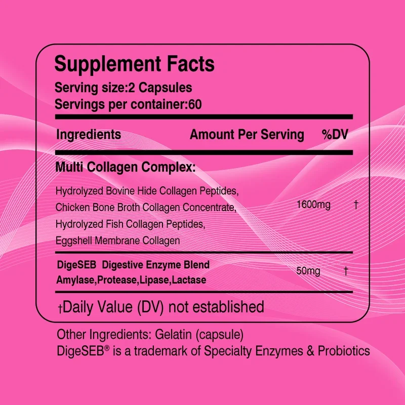 Collagen Complex Capsules - Brighten Skin Tone and Help Joint and Cardiovascular, Skin, Hair, Nails & Digestive Health