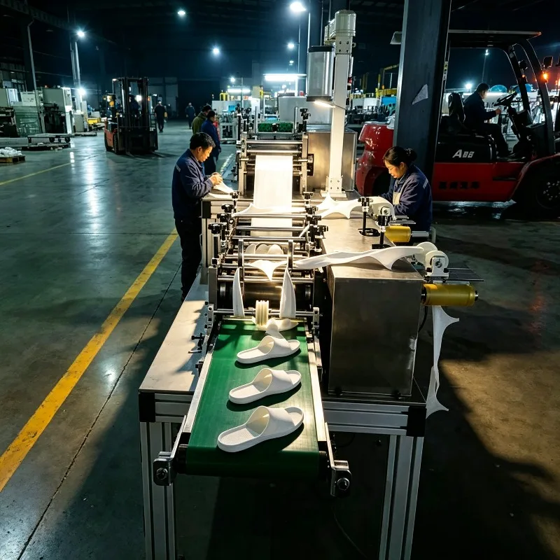 High Output Automatic Disposable Slipper Machine Servo Motor Control Nonwoven Material Custom Printing for Hotel ChainBeautySalo