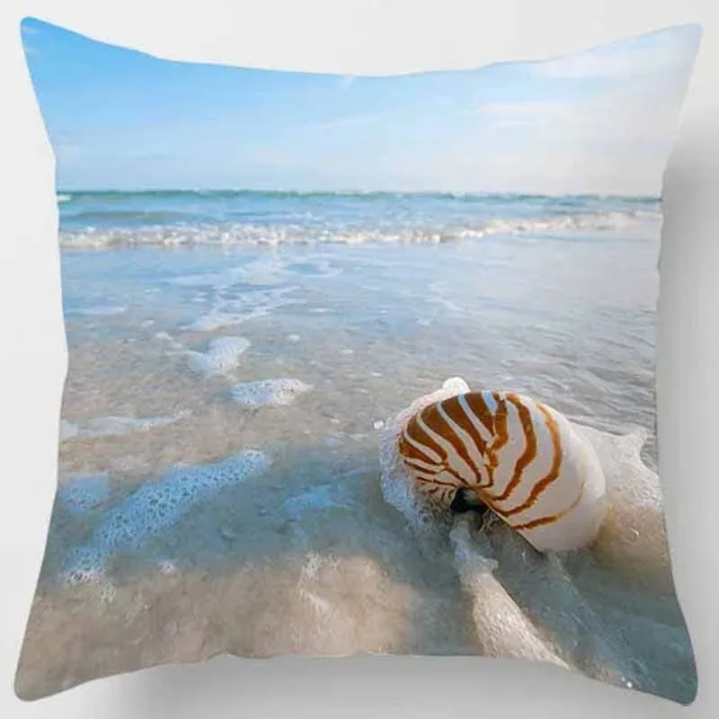 Beach starfish spray coconut tree style free print pillow case home decoration car sofa 40x40 cm polyester pillow case