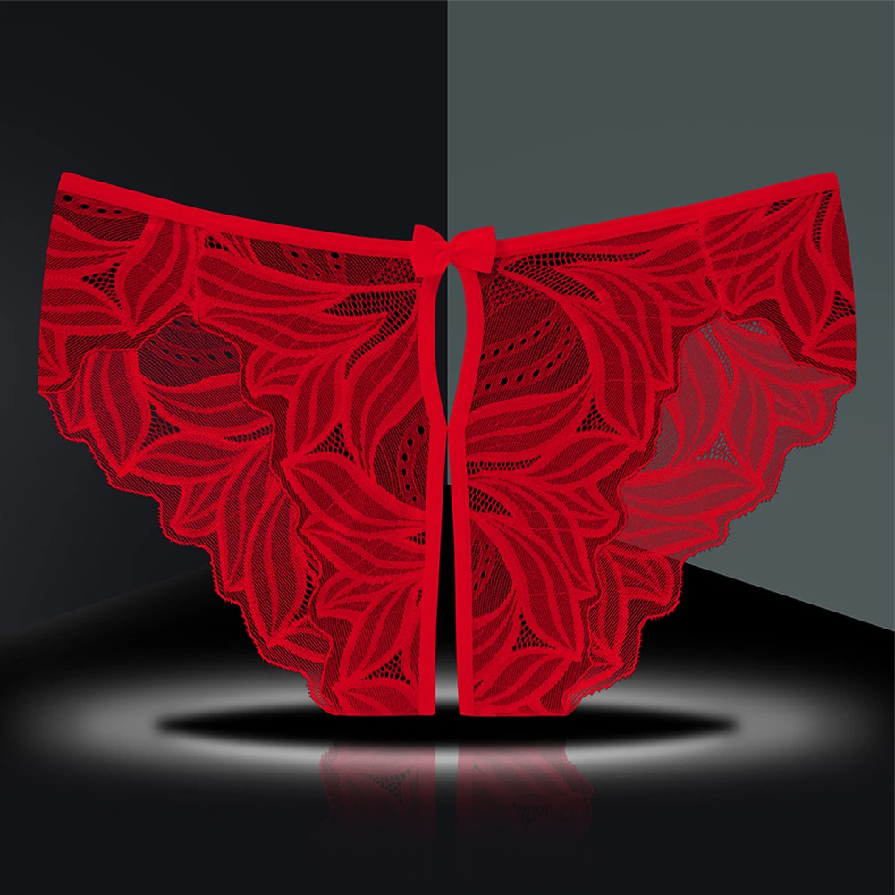 

1pc Womens Exotic Lingerie Panties Bikini Sheer Lace Open Crotch Underwear Breathable Briefs Underpants Ladies