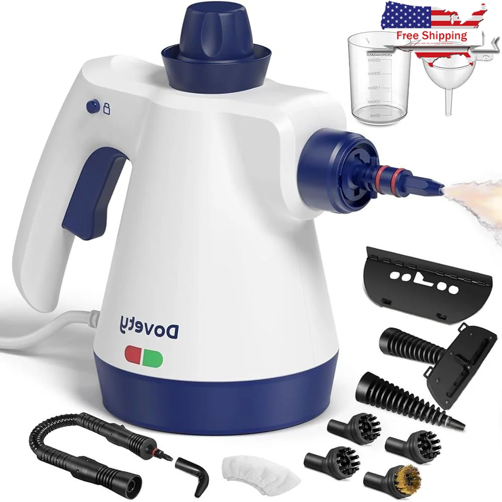 منظف بخار محمول قوي مضغوط متعدد الأسطح خالي من المواد الكيميائية خفيف الوزن محمول 12 ملحق قفل أمان للاستخدام المنزلي