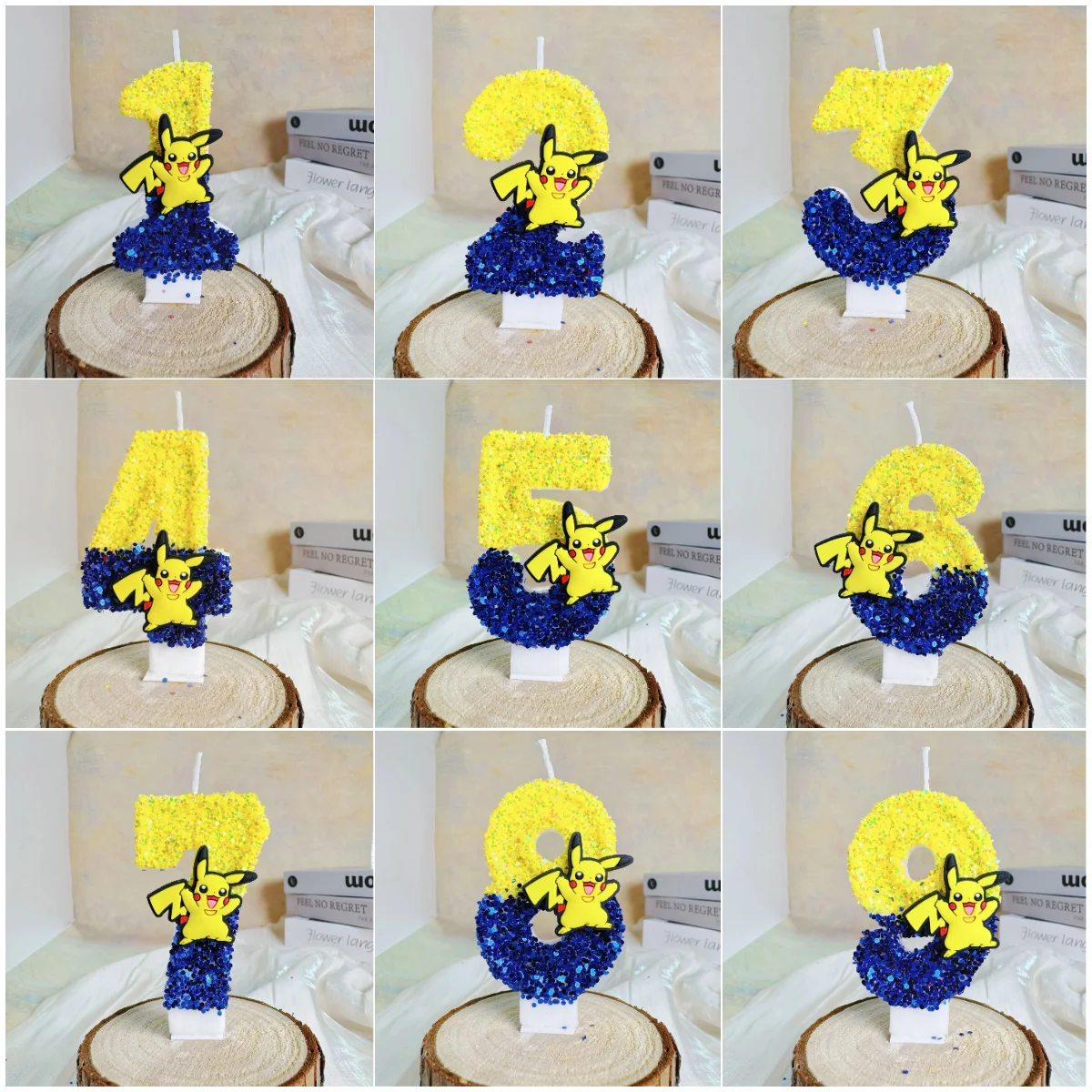 Velas Temáticas de Pikachu Pokémon con Números del 0 al 9 para Decoración de Pasteles de Baby Shower, Adorno para Pastel de Cumpleaños