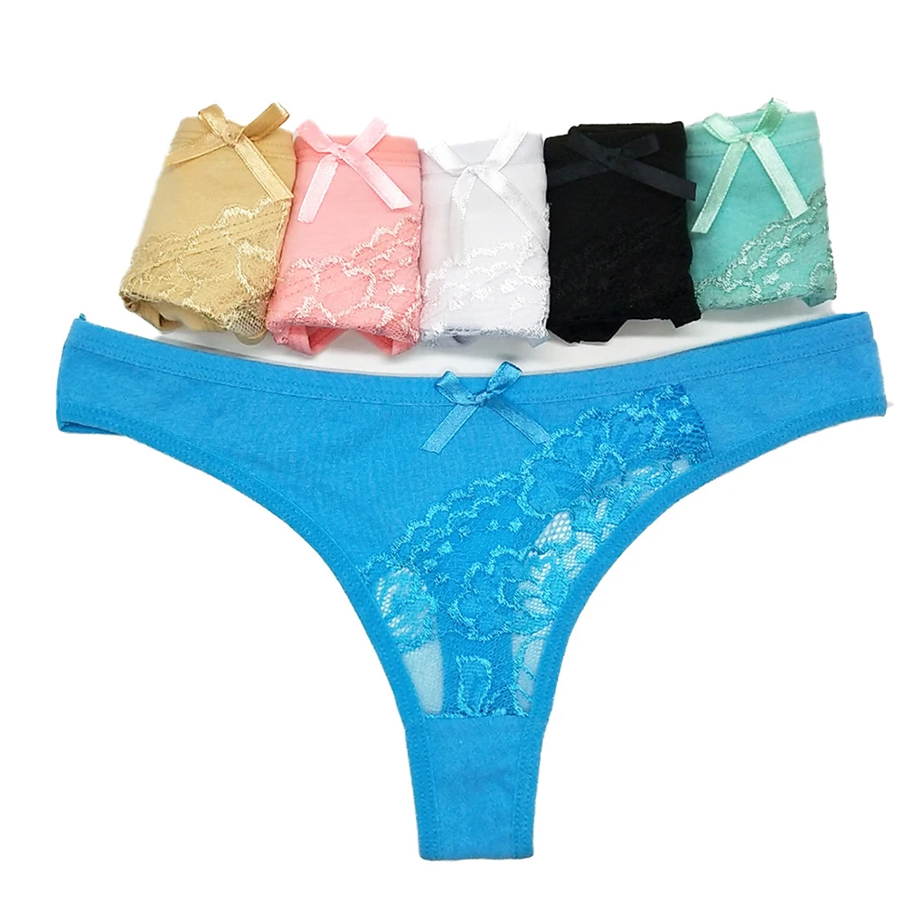 G-String Women's Panties Cotton Women Underwear Sexy Thongs Female Underpants Lace Pantys Intimates Lingerie 5 pcs/lot