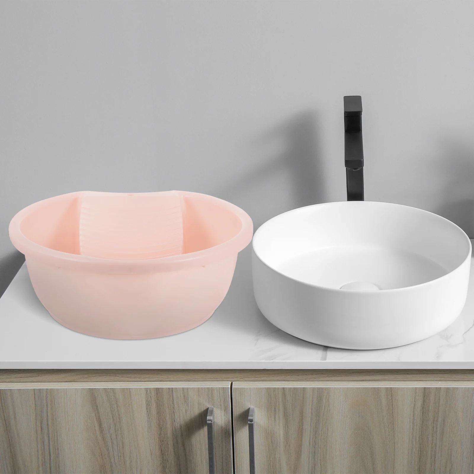 

Washboard Basin For Hand Washing Clothes Compact Plastic Laundry Basin With Washboard, Portable Clothes Wash Tub,