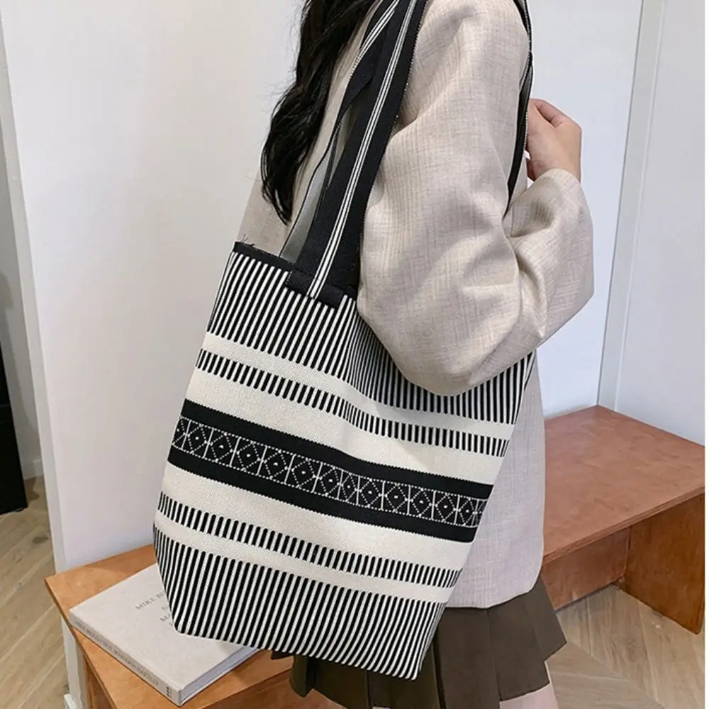 Shopping Bag Geometric Shoulder Bag Mommy Bag Large Capacity Color Blocking Bucket Bag Underarm Bag Storage Bag