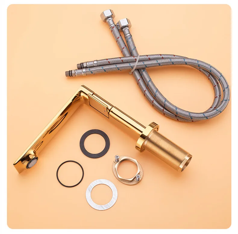 الذهب حوض للحمام صنبور رمادي رافعة واحدة الساخنة والباردة تصميم فريد كرين النحاس بالوعة خلاط أسود كروم رمادي الحنفية #5