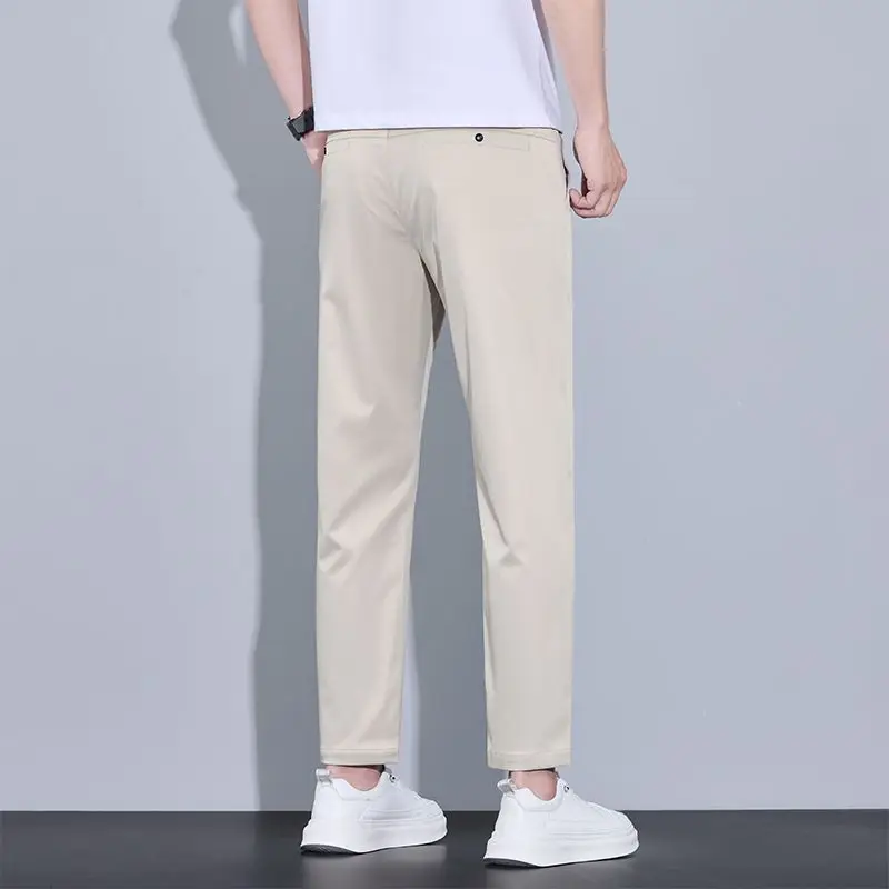 2026 New Spring Summer Ankle-Length Pants Men Straight Fit Fashion Thin Brand Clothing Solid Color Casual Trousers Male 28-38