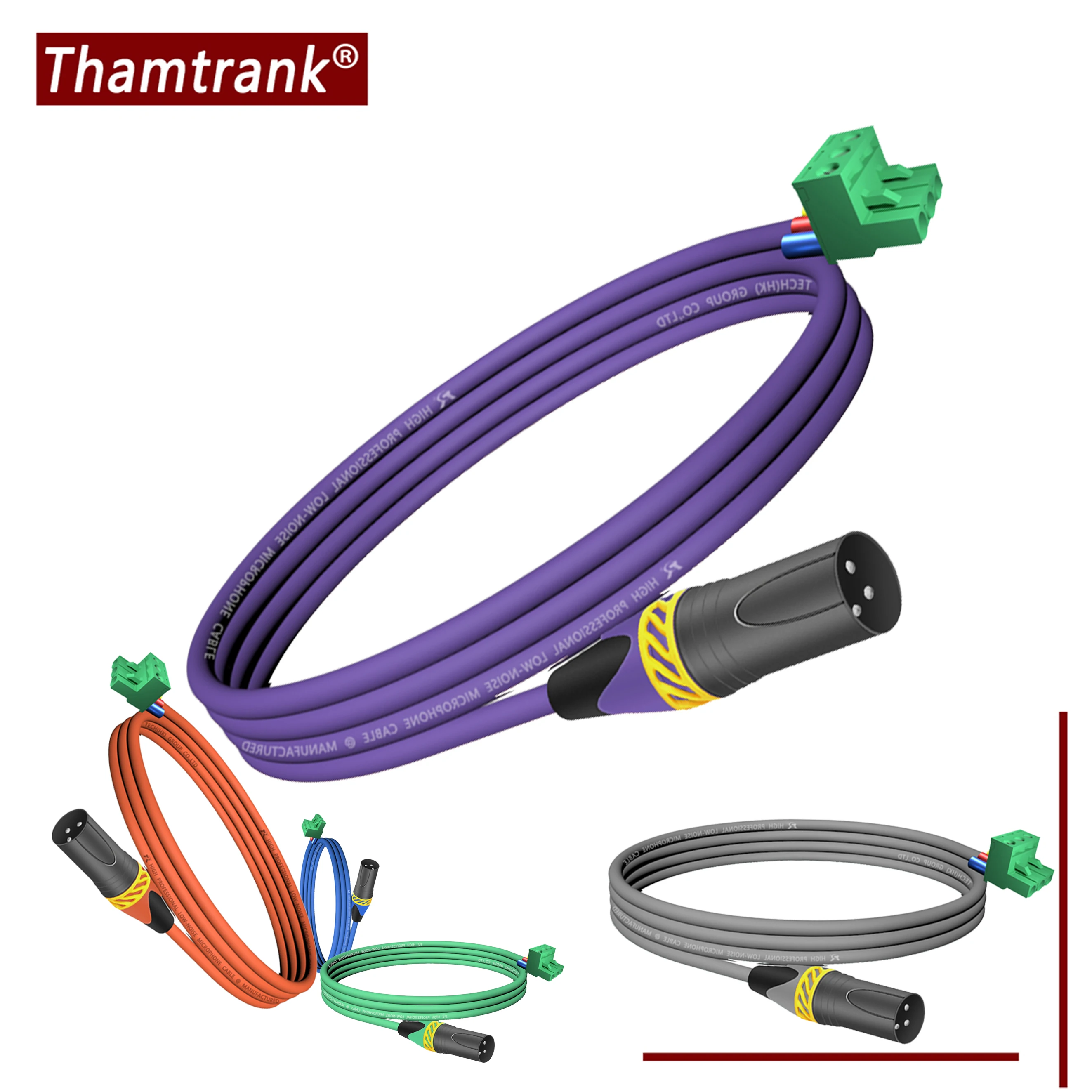 1Pc Phoenix to XLR Audio Wire, Shielded Cable Featuring Male/Female XLR Interface and Yellow Anti-Slip Strain Relief