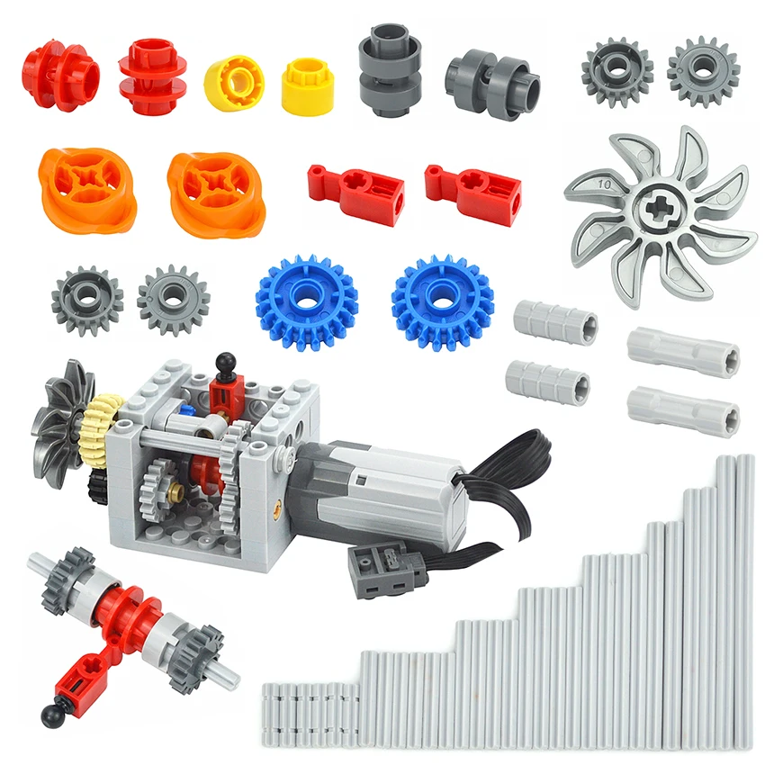 MOC, techniczne, złącze osi skrzyni biegów, klocki kompatybilne z 6542, 18947, 6539, sprzęgło, skrzynia biegów