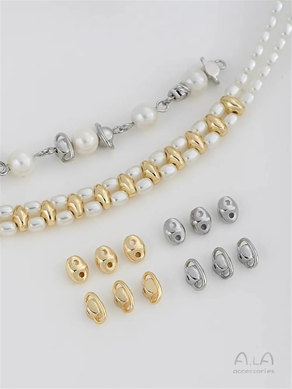 

14K Gold-Color Planet Beads Pig Nose Double Hole Double Row Spacer DIY Pearl Bracelet Jewelry with Bead Material K006