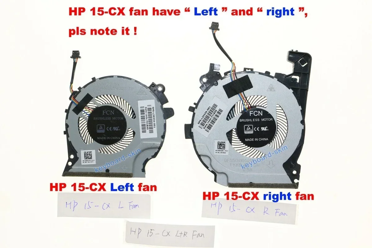 New for HP 15-CX 15-CX0000 15-CXxxxx 15-CX0064TX 15-CX0072TX 15-CX0074TX 15-CX0075 Laptop Left+Right Fan 1 pair