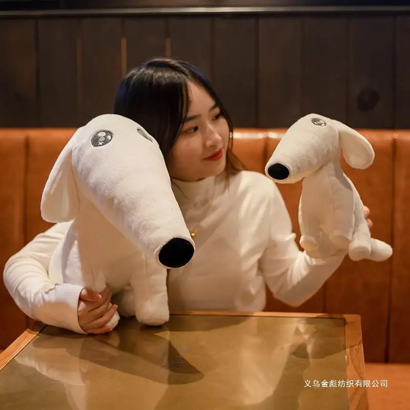 Funny Long Nose Borzoi Dog Plush Doll Let Me Do It for You Meme Stuffed Puppy Toy Soft White Dog Plushie Gift for Friends