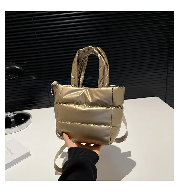 Frauen Taschen Frau Puffy Leichte Handtasche Große Kapazität Gesteppte Schulter Tasche Verstellbaren Riemen Puffer Tote Handtasche Einkaufstasche – Detail 20