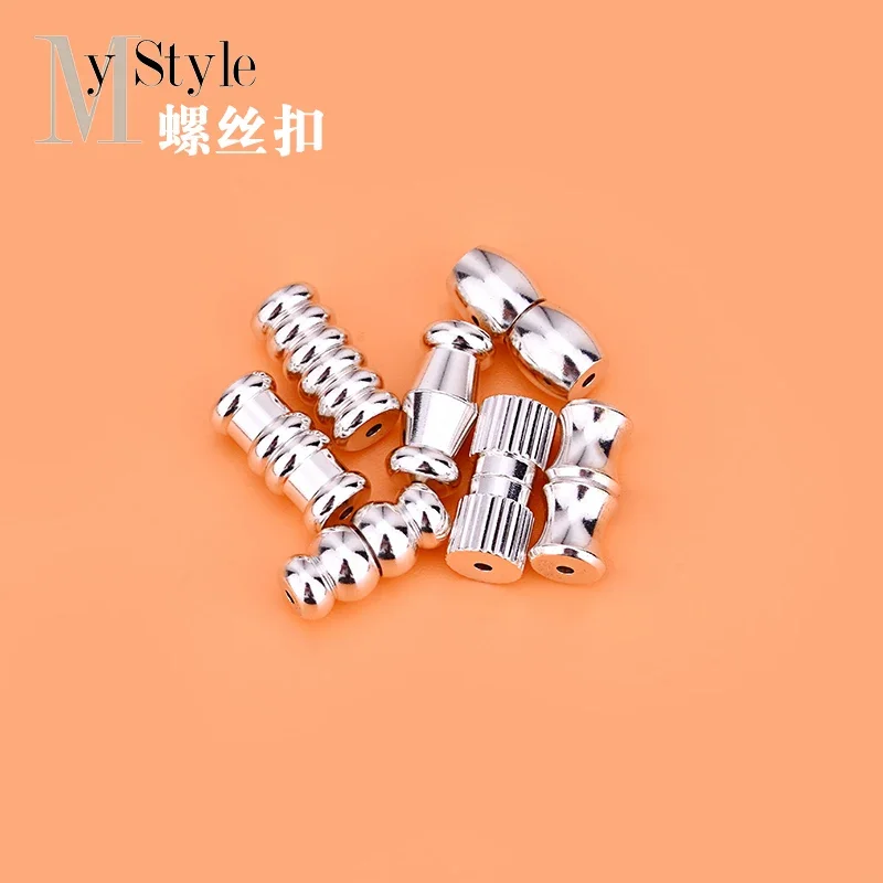 925 sterling silver jewelry  accessories, bone screw button, bamboo screw button, handmade DIY beading material accessories