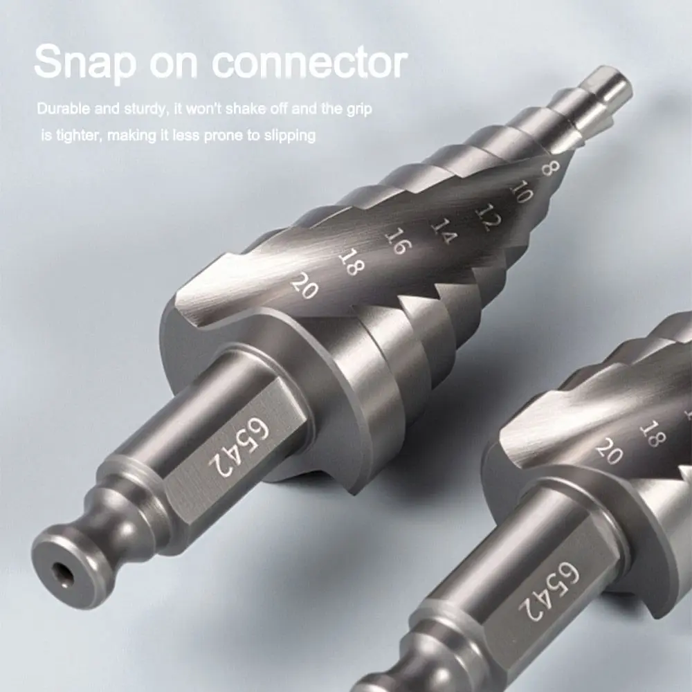 

Precision Spiral Groove Step Drill Bit Wear-Resistant 4-20mm Punch Holes Drill Bit Faster Drilling Wood Metal Hole Opener