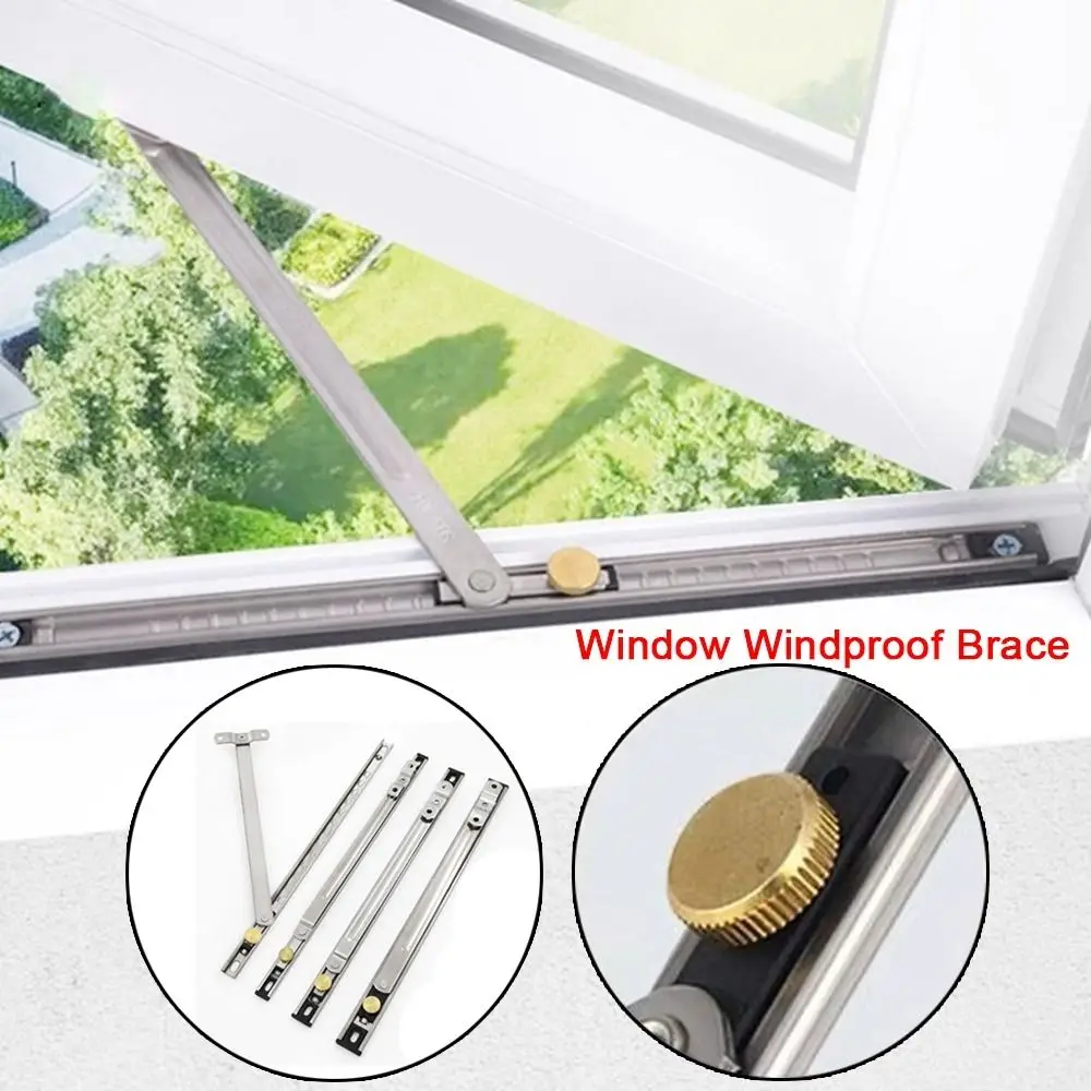 Stainless Steel Window Support Angle Controller Gusset Fixed Window Restrictor Windproof Brace Stopper Children Safety Lock